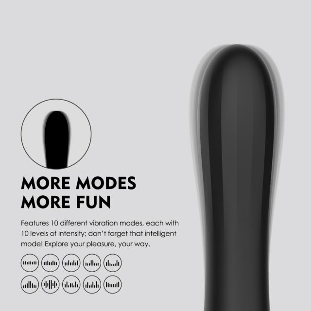 10 Modes Black Waterproof Rechargeable Silicone Bullet Vibrator