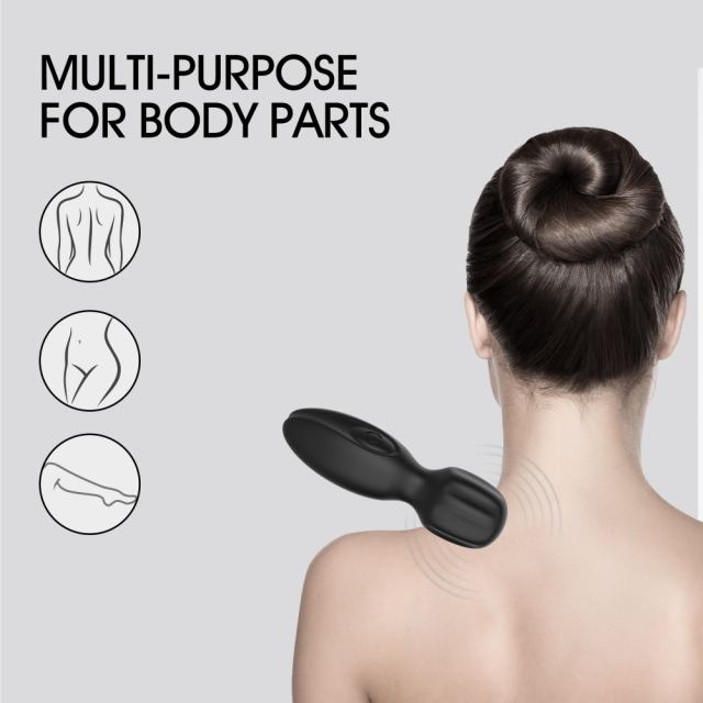10-Mode Black Plug-In Rechargeable Mini Wand Silicone Vibrator
