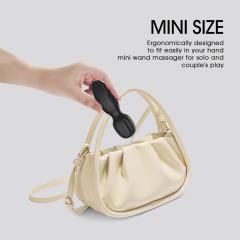 10-Mode Black Plug-In Rechargeable Mini Wand Silicone Vibrator