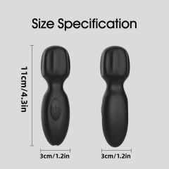 10-Mode Black Plug-In Rechargeable Mini Wand Silicone Vibrator
