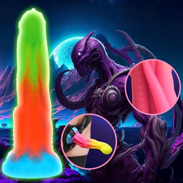 8.47'' Multicolor Glow-in-the-Dark Tentacle Fantasy Silicone Dildo with Suction Base