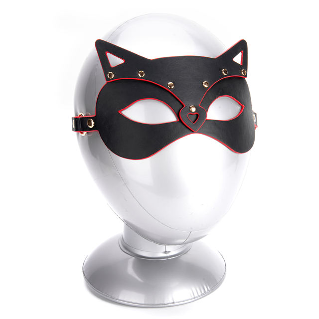 Red + Black PU Cat Cosplay Mask