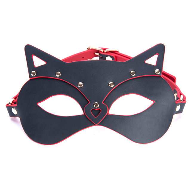 Red + Black PU Cat Cosplay Mask