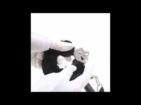 Black Handler Furry Handcuffs with Handle