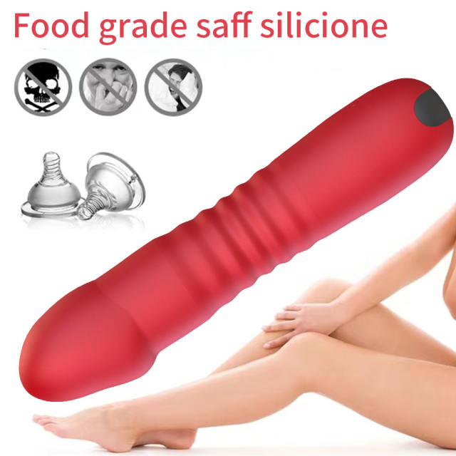 6.7 Inch 10-Mode Red Waterproof Rechargeable Silicone Thrusting Vibrator