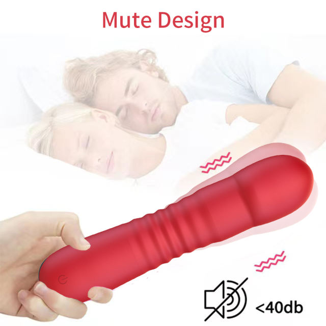 6.7 Inch 10-Mode Red Waterproof Rechargeable Silicone Thrusting Vibrator