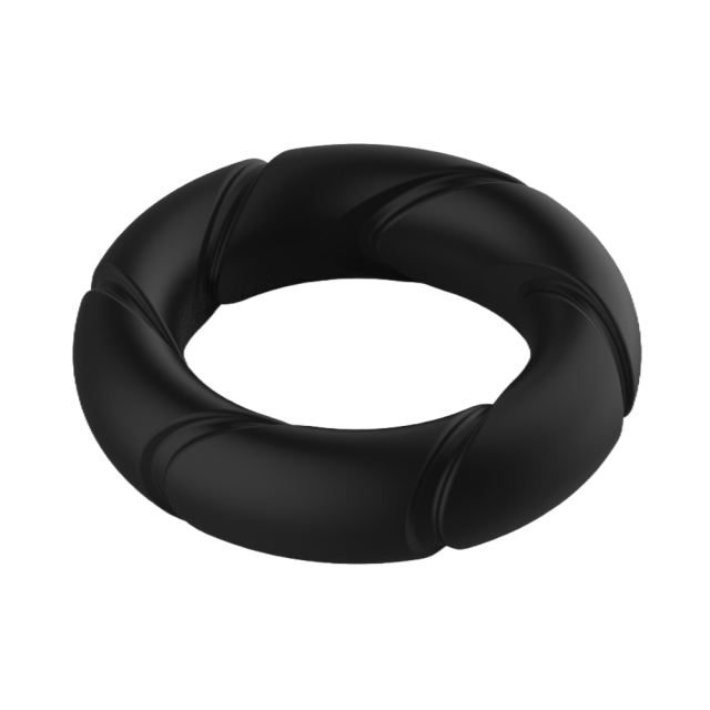 Black Silicone Cock Ring – Spiral Texture