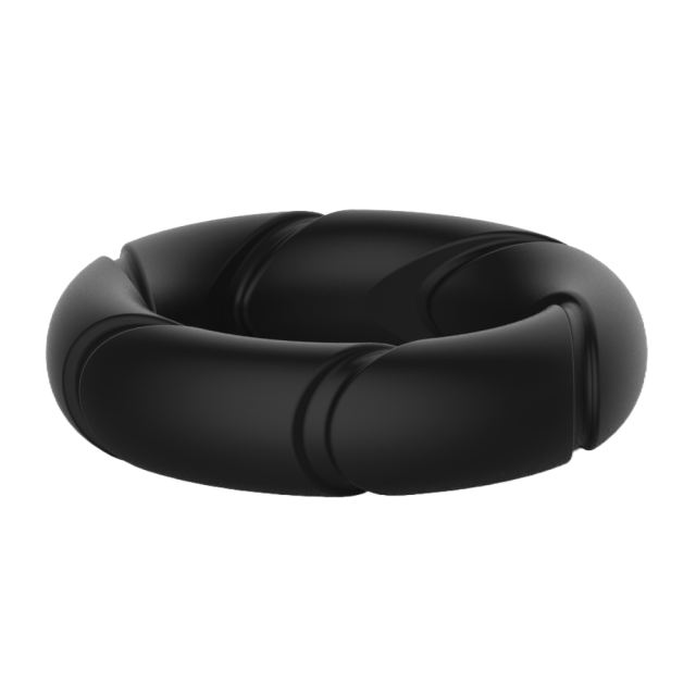 Black Silicone Cock Ring – Spiral Texture