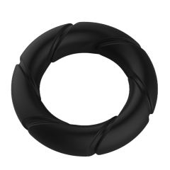 Black Silicone Cock Ring – Spiral Texture