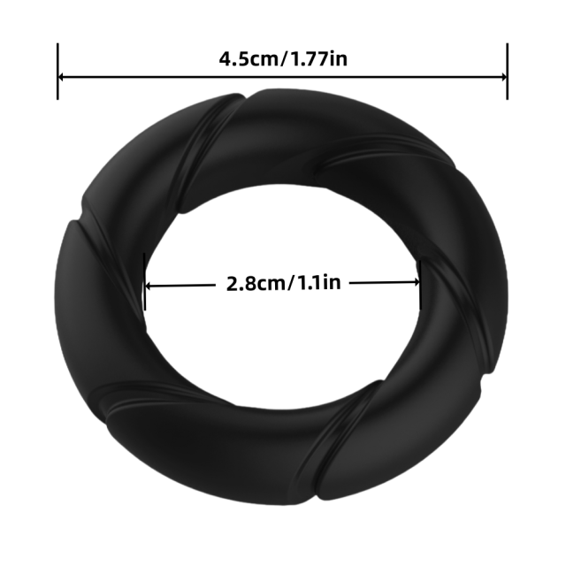 Black Silicone Cock Ring – Spiral Texture