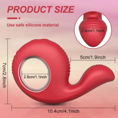 10-Mode Wateproof Rechargeable Silicone Red Finger Loop Vibrator
