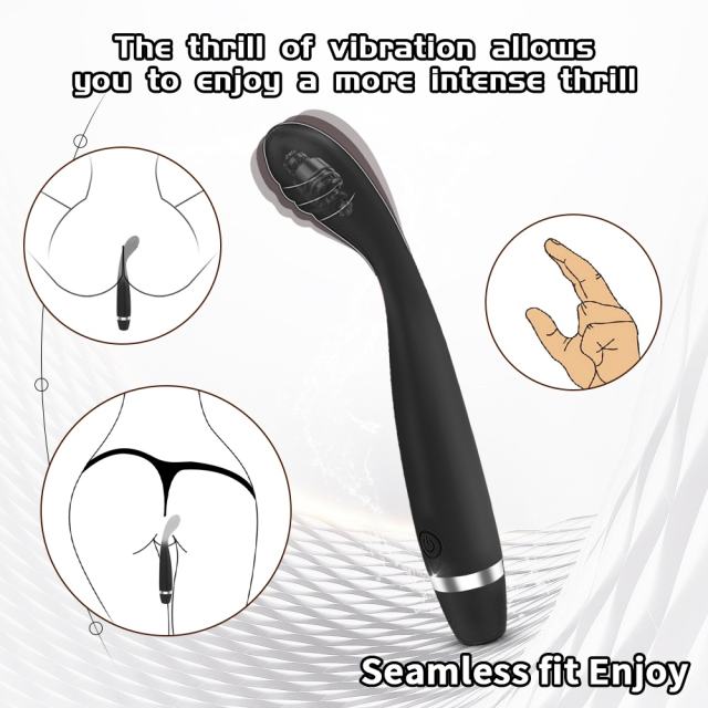 10-Mode Black Plug-In Rechargeable Waterproof Silicone G-Spot Vibrator