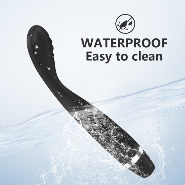10-Mode Black Plug-In Rechargeable Waterproof Silicone G-Spot Vibrator