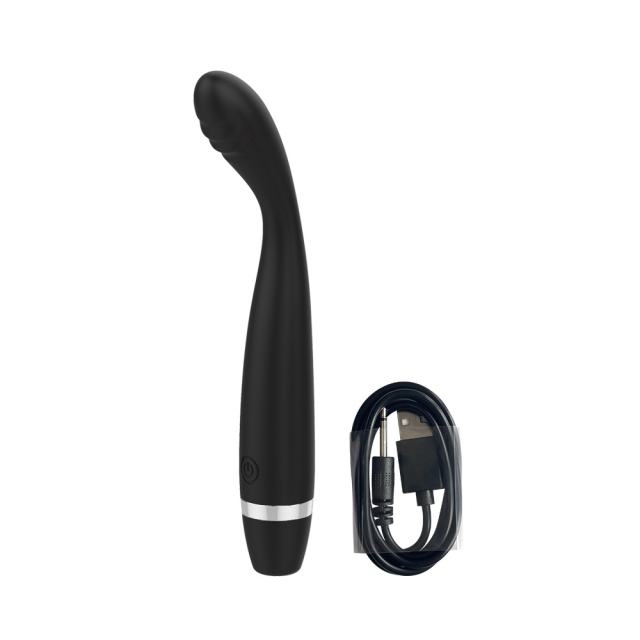 10-Mode Black Plug-In Rechargeable Waterproof Silicone G-Spot Vibrator
