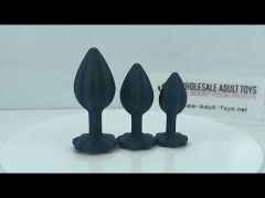Black 3-Piece ABS Butt Plugs Set with Red Round Gem Base