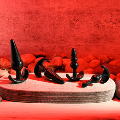4-Piece Black TPE Anal Plug Set with Gift Box