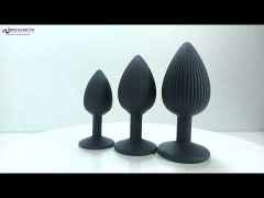 Ribbed Texture Black Silicone Anal Plug Training Kit (3 Sizes)