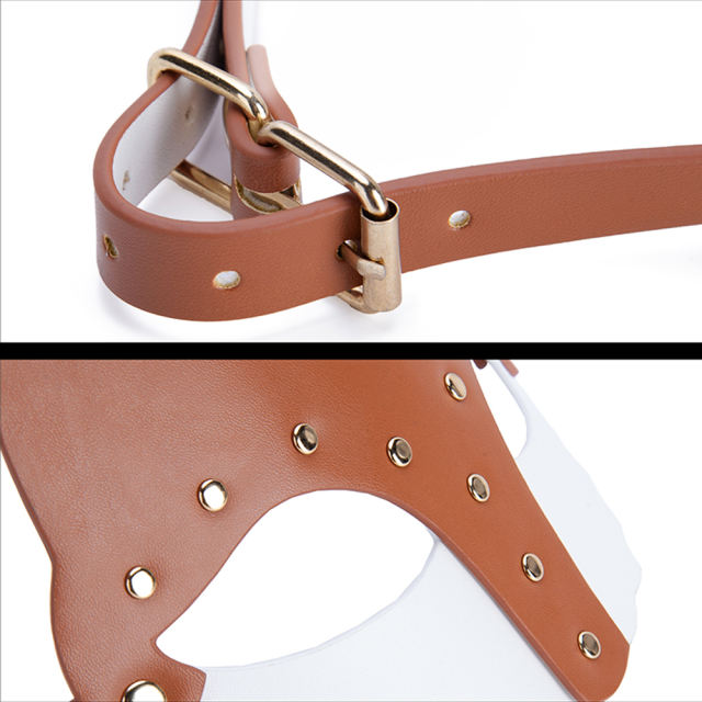 Brown + White PU Fox Cosplay Mask