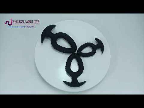 3-Piece Black Silicone Anal Plug Set with Pull-Ring Handles – Small/Medium/Large