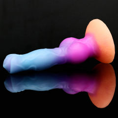 8.47'' Multicolor Glow-in-the-Dark Textured Design Alien Fantasy Silicone Dildo with Suction Base