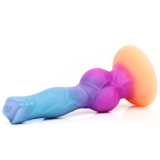 8.47'' Multicolor Glow-in-the-Dark Textured Design Alien Fantasy Silicone Dildo with Suction Base
