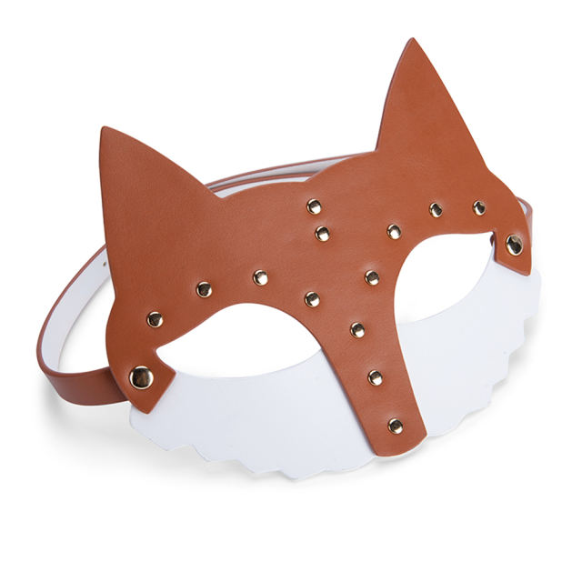 Brown + White PU Fox Cosplay Mask