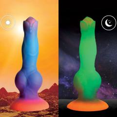 8.47'' Multicolor Glow-in-the-Dark Textured Design Alien Fantasy Silicone Dildo with Suction Base