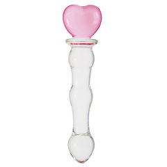 20 CM Clear Glass Massager with Pink Heart