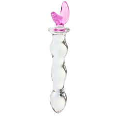 8.47'' Clear &amp; Pink Glass Dildo