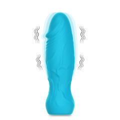 3.94 Inch 11-Mode Waterproof Rechargeable Blue Mini Silicone Dildo Vibrator with Realistic Texture