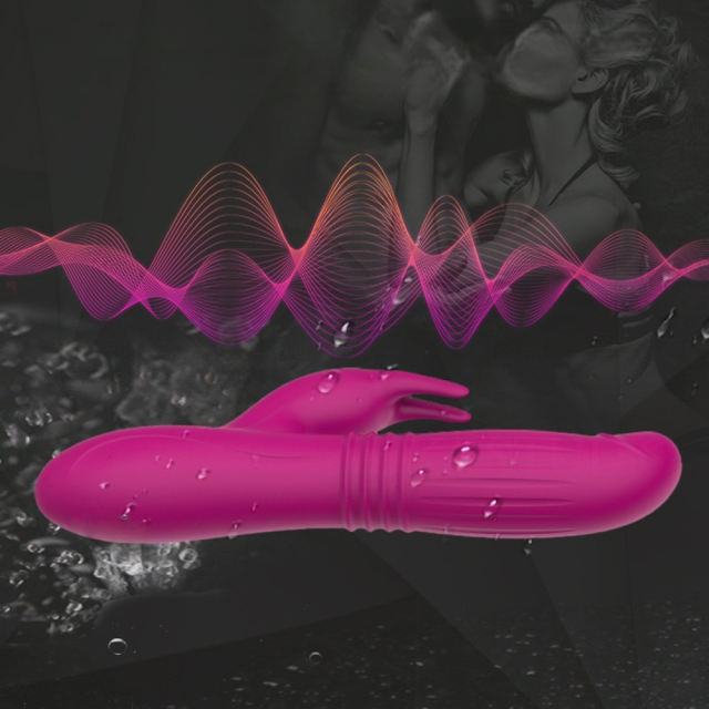 8.67 Inch 8-Mode Waterproof Rechargeable Magenta Inflatable Thrusting Silicone Rabbit Vibrator with Dual Stimulation