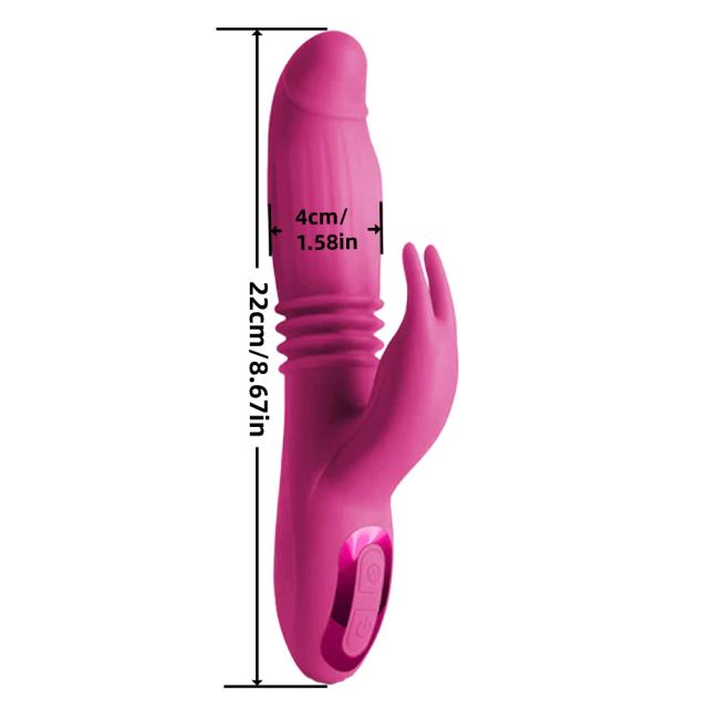 8.67 Inch 8-Mode Waterproof Rechargeable Magenta Inflatable Thrusting Silicone Rabbit Vibrator with Dual Stimulation