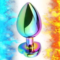 Rainbow Metal Anal Plug Set (3 Sizes) with Heart-Shaped Gem Base