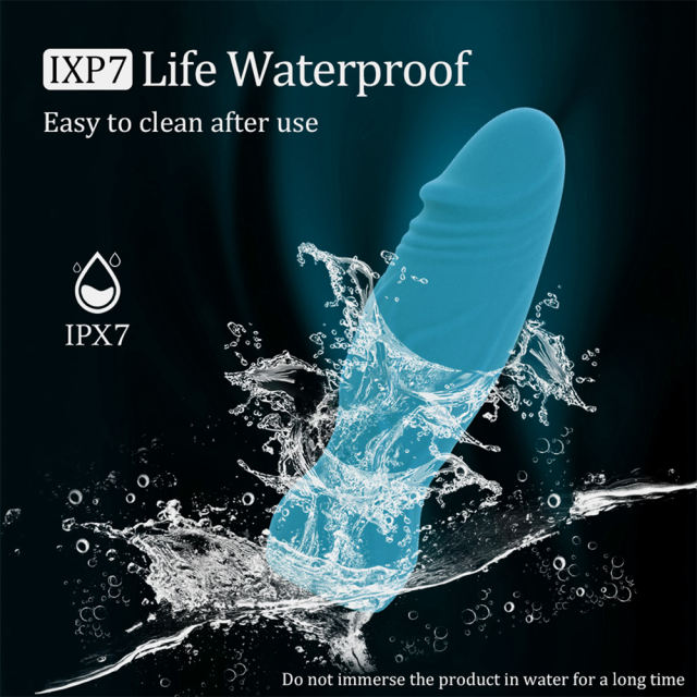 3.94 Inch 11-Mode Waterproof Rechargeable Blue Mini Silicone Dildo Vibrator with Realistic Texture