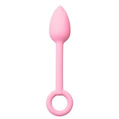 Pink Silicone Anal Plug Training Set (3 Sizes) with Ring Pull Handle and Tapered Tulip Head