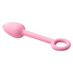 Pink Silicone Anal Plug Training Set (3 Sizes) with Ring Pull Handle and Tapered Tulip Head