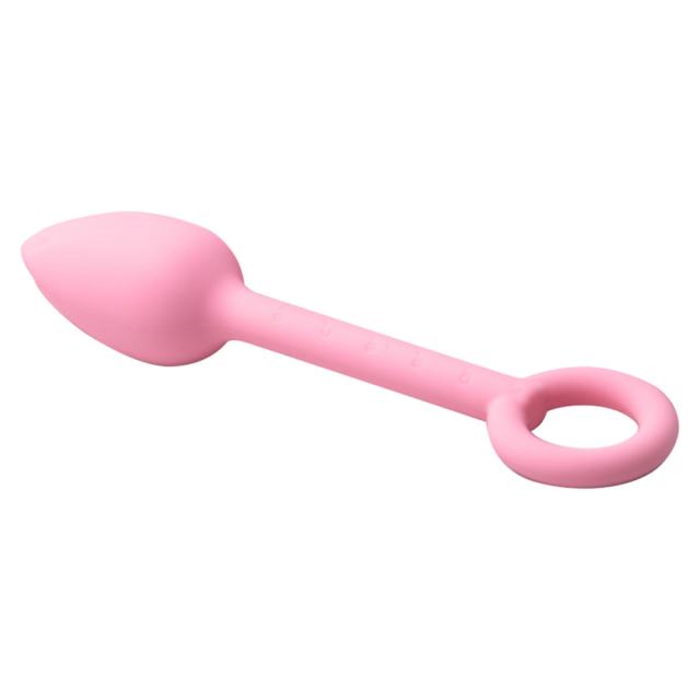 Pink Silicone Anal Plug Training Set (3 Sizes) with Ring Pull Handle and Tapered Tulip Head