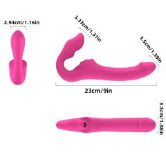 10-Mode Waterproof Rechargeable Remote-Controlled Magenta Dual-Ended Vibrator with Sucking & Tongue-Licking