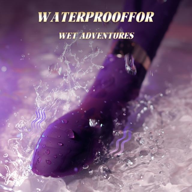 8.79 Inch 10-Mode Waterproof Rechargeable Purple Silicone Vibrator with Flapping Arm and Dual Stimulation