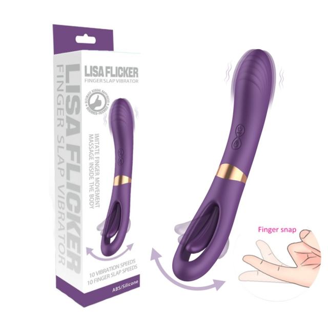 8.79 Inch 10-Mode Waterproof Rechargeable Purple Silicone Vibrator with Flapping Arm and Dual Stimulation