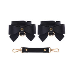 6-Piece Black & Red BDSM Bondage Kit with Bow Design – Collar, Ball Gag, Cuffs, Whip, Lead Chain