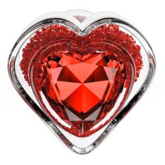 3.35'' Clear Glass Anal Plug with Red Heart Gem – Tapered and StayPut Design