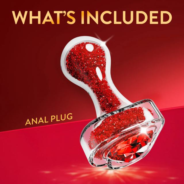3.35'' Clear Glass Anal Plug with Red Heart Gem – Tapered and StayPut Design