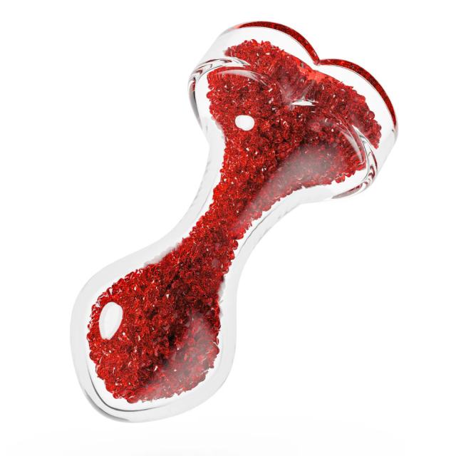 3.35'' Clear Glass Anal Plug with Red Heart Gem – Tapered and StayPut Design