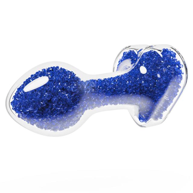 3.35'' Clear Glass Anal Plug with Blue Heart Gem – Tapered and StayPut Design