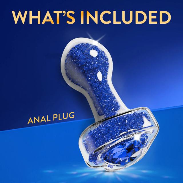 3.35'' Clear Glass Anal Plug with Blue Heart Gem – Tapered and StayPut Design