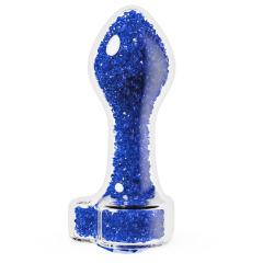 3.35'' Clear Glass Anal Plug with Blue Heart Gem – Tapered and StayPut Design