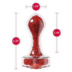 3.35'' Clear Glass Anal Plug with Red Heart Gem – Tapered and StayPut Design