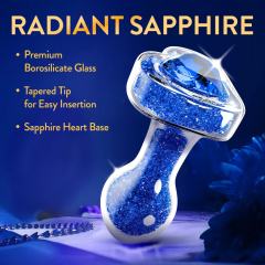 3.35'' Clear Glass Anal Plug with Blue Heart Gem – Tapered and StayPut Design