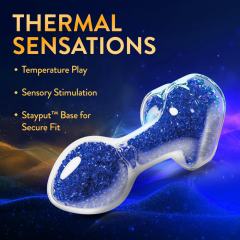 3.35'' Clear Glass Anal Plug with Blue Heart Gem – Tapered and StayPut Design